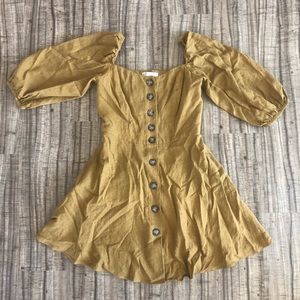 Zara Mustard Peasant Sleeve Dress Sz XS